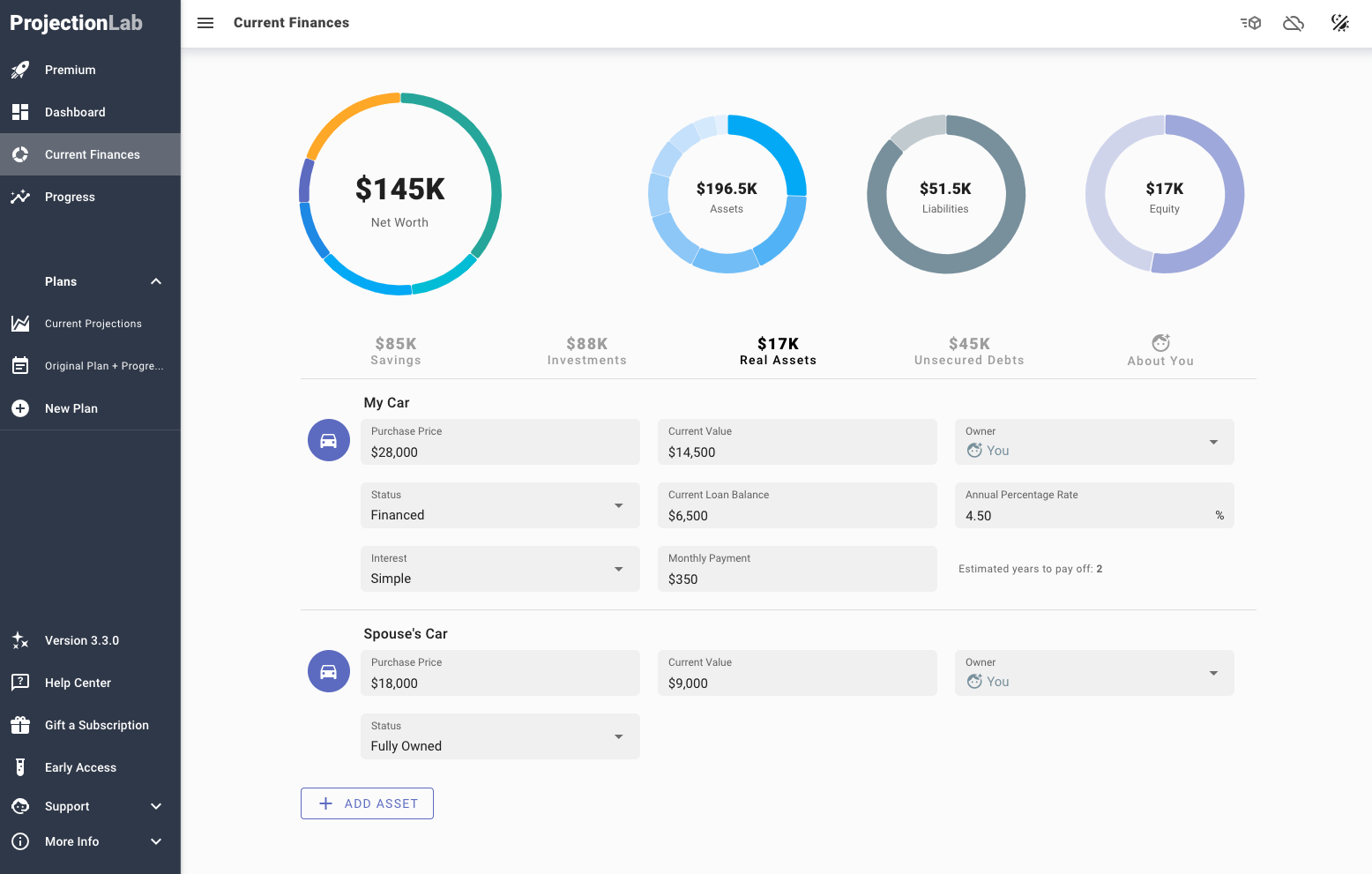 Current Finances Screen